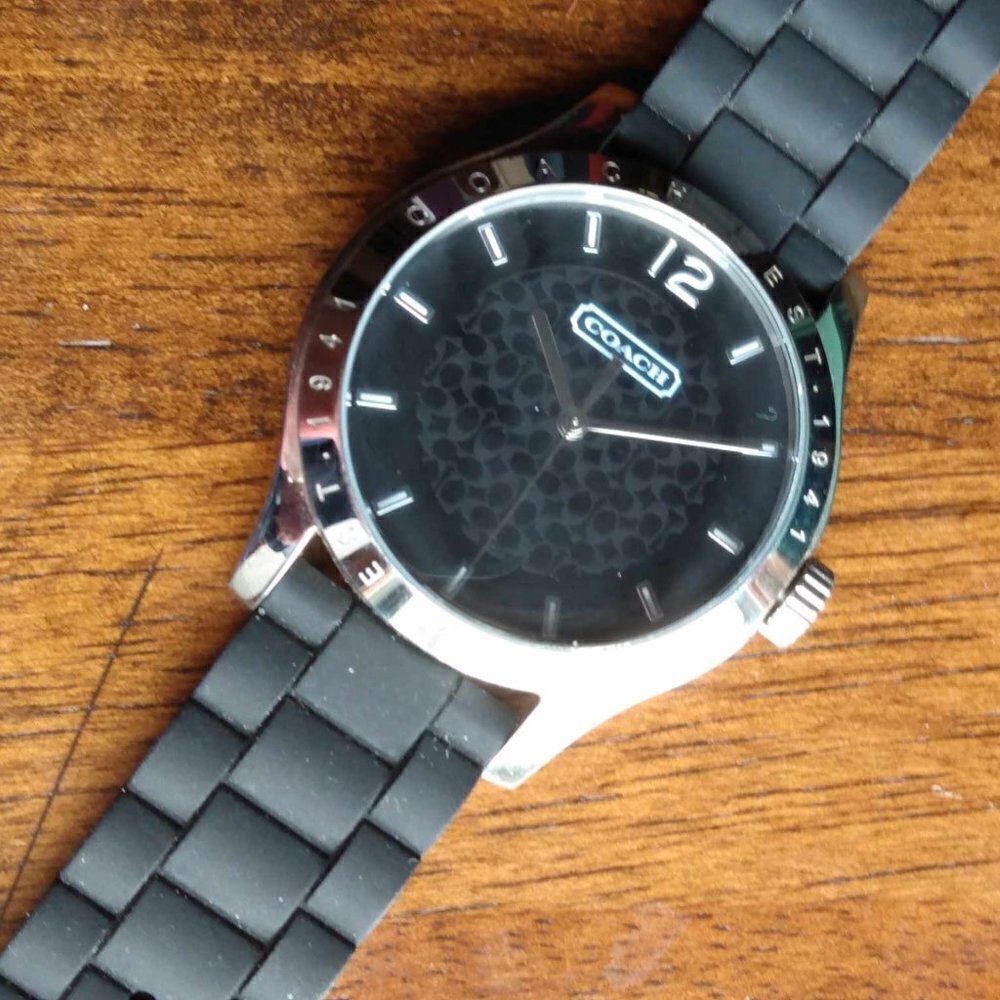 Mens Black Coach Watch Running - Picture 6 of 9